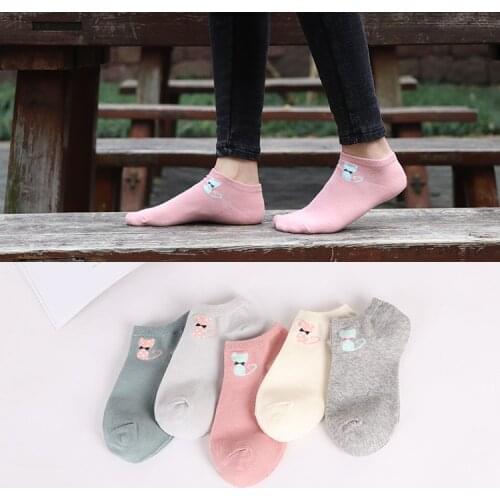 Women Funny Socks Casual Boat Low Cut Cute Cats Faces cotton Short Ankle Socks Crew Hot New