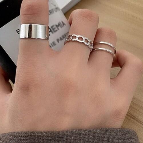 2021 Ring Female Personality Hip Hop Opening Adjustable Cold Wind Niche Retro Ring Hip Hop Suit Ring Three