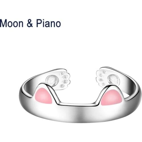 925 Sterling Silver The Cat Ears Open Ring For Women Lovely Cute Birthday Present Original Handmade Design Fine Jewelry