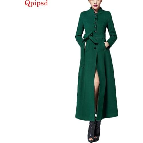 High Grade Woolen Coats 2021 Autumn Winter X-Long Wool Jackets Womens Single-breasted Warm Wool Overcoat Female Temperament Coat