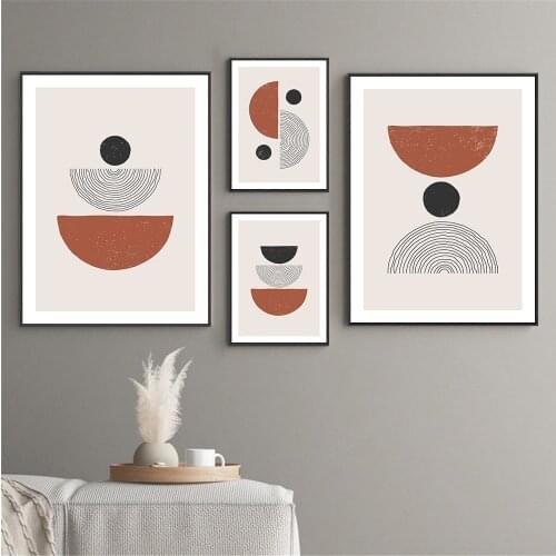 Moon Sun Canvas Painting Modern Abstract Lines Poster Arch Geometry Art Print Bohemia Wall Art Picture Living Room Home Decor