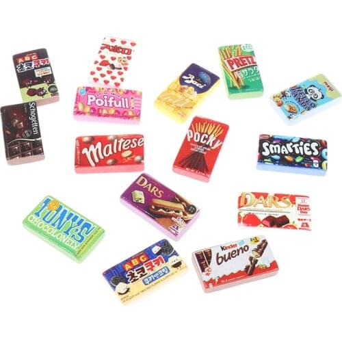 10pcs/lot Dollhouse Miniature Supermarket Food Resin Snacks Kitchen Decor Toys 28*16mm