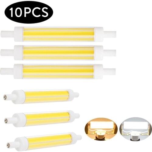 10Pcs Dimmable R7S LED Floodlight Bulbs COB Ceramic Light 118mm 15W Replace 150W Halogen Lamp Bright Cool Warm White AC 220V