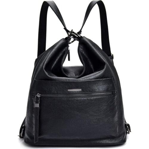 2020 Women Multifunctional Backpack Female Leather Shoulder School Bag Luxury Designer Large Capacity Casual Daypack Sac a Dos