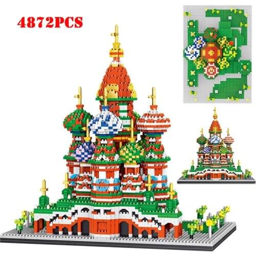 World Architecture Saint Basils Cathedral Church 3D Model Mini Building Blocks Micro Diamond Brick Blocks Adults Children Toys