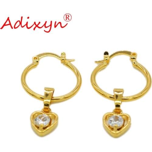 Adixyn Gold MINI Heart Drop Earrings For Women Gold Color/Copper African/Middle East Jewelry Party Gifts N09163