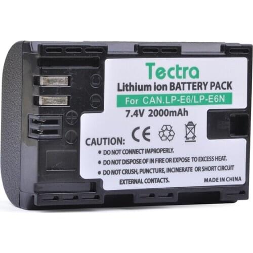 Tectra 1pc LP-E6 LPE6 Camera Battery for Canon EOS 5D 5D2 5DS R Mark II 2 III 3 6D 60D 60Da 7D 7D2 7DII 70D 80D etc