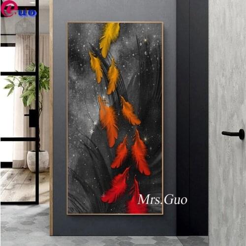 Diy 5D Diamond Mosaic Abstract Red Feather Diamond Painting Cross Stitch 3d Diamond Embroidery Sale Full Drill Home Decor