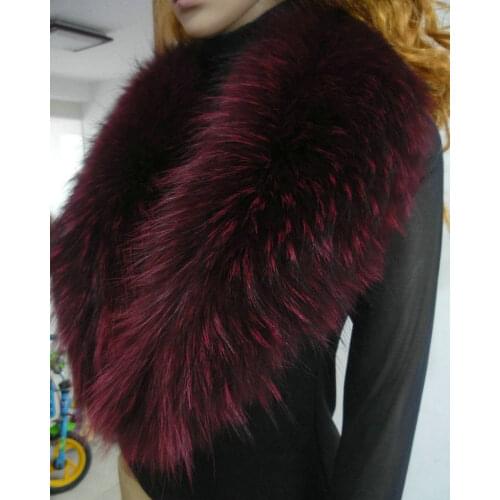 Free shipping Large fur scarf color collars women raccoon fur collars scarves red raccoon fur scarf customization