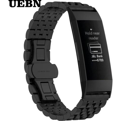 UEBN Stainless Steel For Fitbit Charge 3 Smart Bracelet Strap Fitness Tracker Band Replacement For fitbit Charge 3SE bands