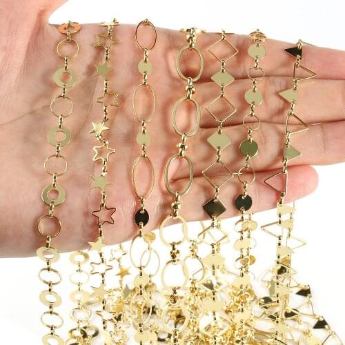 1 Meter Copper Geometry Link Chain Oval Square Star Necklace Bracelet Chains Findings For Jewelry Making Supplies Accessories