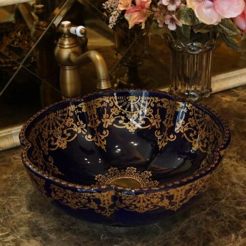 Porcelain Cloakroom Wash Basin Lavabo Counter top Sink Vessel Bathroom Art Wash Sink porcelain round vessel sinks