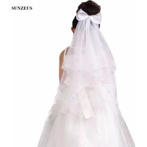 Kid Girl Veil With Bow Two-layer Pencil Edge Children Hair Accessories For Wedding Flower Girl Veils BV-058