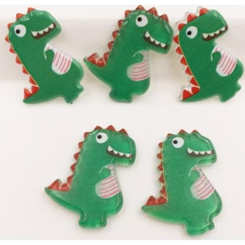 Kawaii Colorful Glitter Drago Pet Flat back Acrylic Sheet Miniature Pattern 10pcs Applique DIY Scrapbook Home Decor Craft