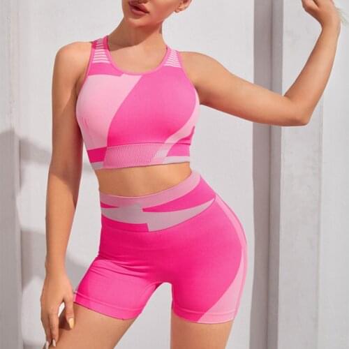 Yoga Shorts Sets Gym Clothing Two Piece Sport Set Women Fitness Sport Outfit Woman Sports Bra Seamless Leggings Woman Tracksuit