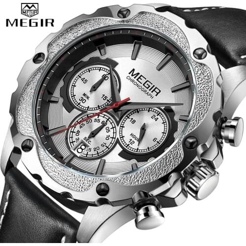 MEGIR Top Luxury Brand Men Watch Waterproof Leather Business Quartz Watches Men Date Military Wristwatch Clock relogio masculino