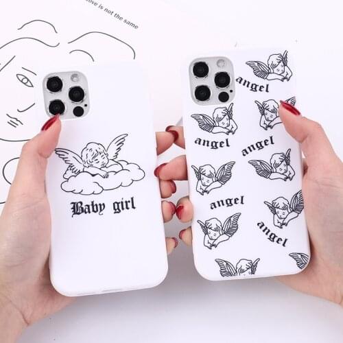 Cute baby Cupid angel Case for iPhone 12 Mini 11 Pro X XS Max XR 8 7 6 6s Plus Soft White Protect Phone Cover