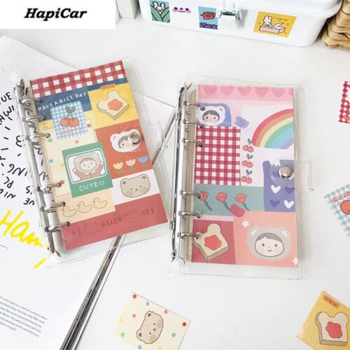 Cute Transparent 6 Ring A6 Loose-leaf Notebook Student Portable Hand Book Ring Binder Kawaii School Supplies Stationery
