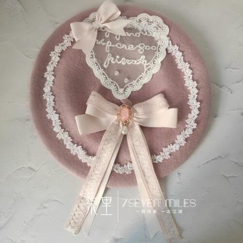 Love Japanese beret hand-made bow lolita girl sweet and cute woolen girl