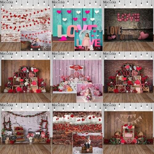 Mocsicka Valentines Day Rose Flowers Photography Background Love Heart Backdrop Child Art Portrait Photo Decoration Prop Studio