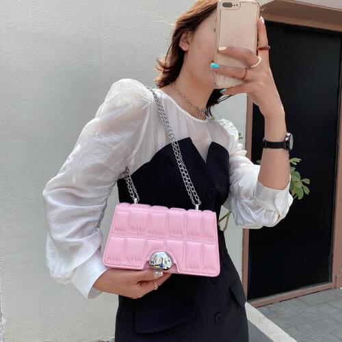 Fashion Texture Womens Shoulder Bag PU Leather Pearl Crossbody Bags for Women 2021 Solid Color Buckle Handbags Luxury Designer