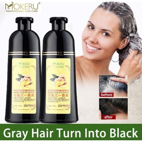 Mokeru 2pcs/Lot No Damage Hair Organic Natural Ginger Fast Permanent Dyeing Black Hair Dye Shampoo For Covering Gray White Hair