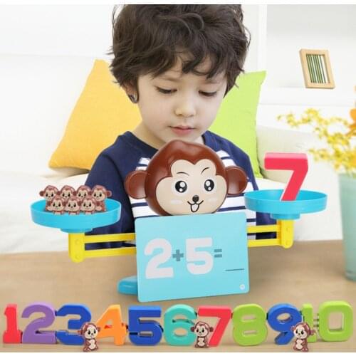 Montessori Math Toy Digital Monkey Balance Scale Educational Math Penguin Balancing Scale Number Board Game Kids Learning Toys