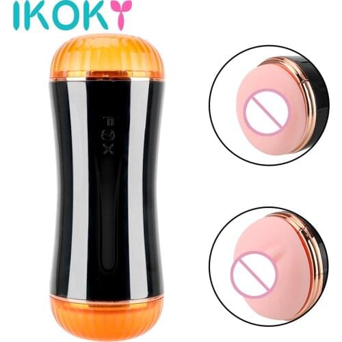 IKOKY 10 Speeds Auto Male Masturbator Sex Machine Sex Toys for Men Dual channel Anal Vagina Masturbation Cup Real Pussy Erotic