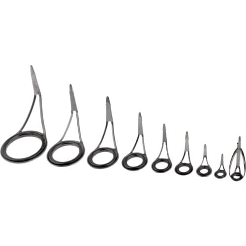 9pcs Fishing Rod Eyes Ceramic Ring Spinning Rod Guides Line Rings Repair Kit