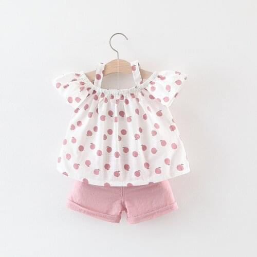 PatPat 2020 New Summer 2-piece Toddler Girls Fruit Print Bow Top and Shorts Sets Baby Girls Kids Clothes