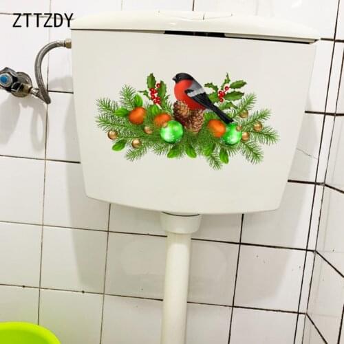 ZTTZDY 26.5CM×14CM Christmas Pine Branch Ring Home Accessories Cute Cartoon Wall Toilet Stickers T2-0810