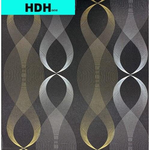 Black Self Adhesive Wallpaper Geometric Figure Peel and Stick Wallpaper Modern Stripe Silver Gold Furniture Stickers Waterproof