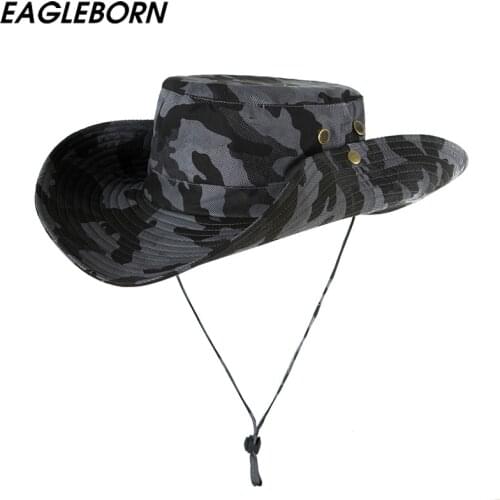 EAGLEBORN 7 Colors Military Camouflage Bucket Hats Fishing Hats With Wide Brim Sun Fishing Bucket Hat Camping Sunscreen Hat