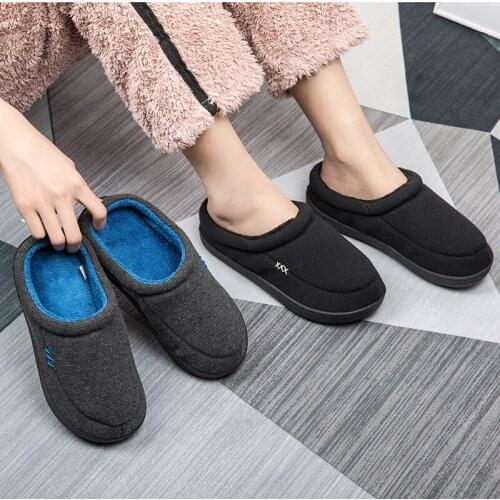 Men Shoes Winter House Slippers Man Fashion Memory Foam Home Warm Shoes Slip-on Slides Sandals Non-slip Casual Couple Footwear