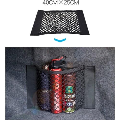Trunk Organizer Car Storage Wall Sticker Pouch Bag Rear Trunk Back Seat Cargo Mesh Net Bag Flexible Nylon Universal