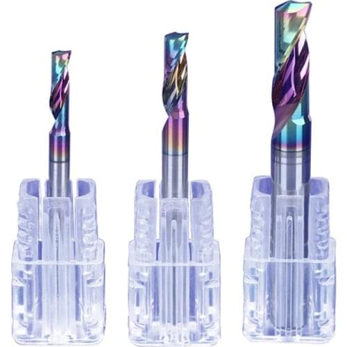 1pc one flute carbide colorful end mill for Aluminum DLC Coating CNC Router Bits Tungsten Steel Milling Cutter AL Endmills Tools