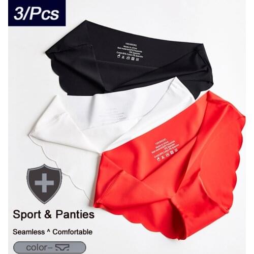 3Pcs/Set Seamless Panties Set Underwear Womens Lingerie Soft SILK Female Fashion Panty Sexy Lady Intimates Low Rise Briefs Set