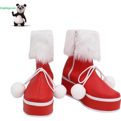 CosplayLove Lolita Red White Cosplay Shoes Long Boots Leather Custom Made For Male Female