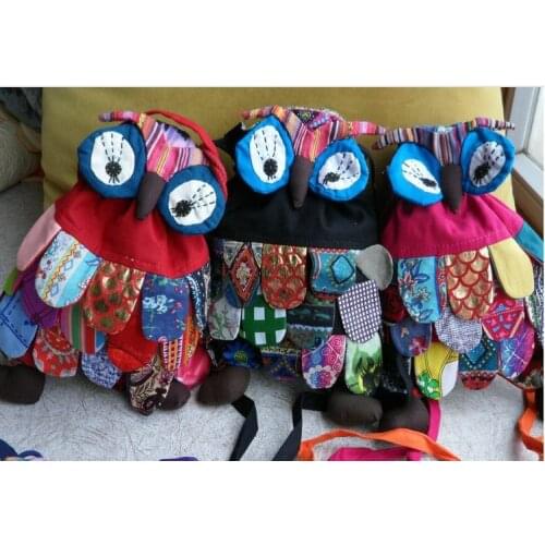 20pcs Baby OWl style colorful bag Modern Vintage Casual Bags boys handmade owl Backpack