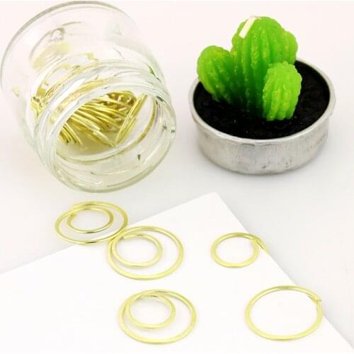 20pcs/pack Pink Circle Shaped Metal Paper Clip Flower Bookmark gold Stationery Cinnamon Office Accessories Memo Clips H0081