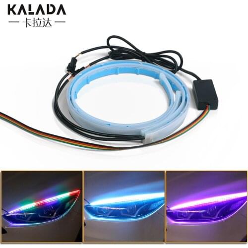 30cm 45cm 60cm RGB LED DRL Car Turn Signal Lights Strip Headlights Grow Lamp Flexible Waterproof Soft Tube Daytime Running Light