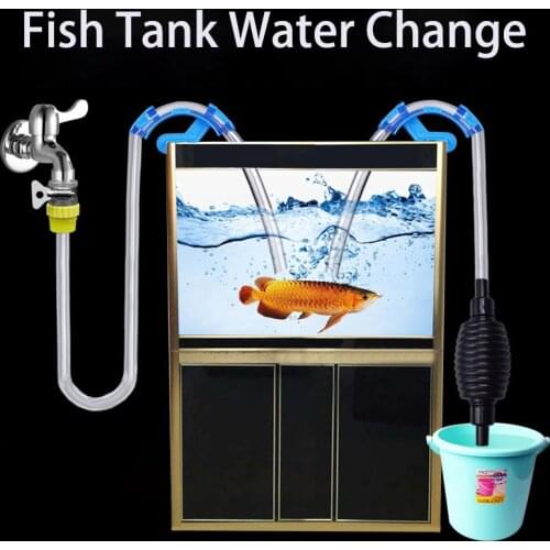 5/10M Fish Tank Water filling and water changer set with 3 connectors, fish tank cleaning tool with siphon function connector
