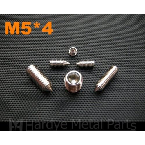 500pcs/lot M5*4 DIN914 Stainless steel hex socket set screw with cone point