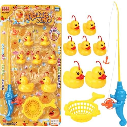 9pcs/set Kids Fishing Toy Swimming Pool Bathing Luminous Ducks Water Fishing Game Interactive Toys For Children Gifts