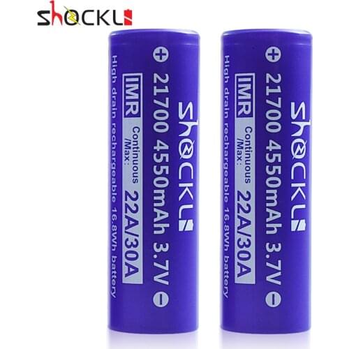 2pcs Shockli 21700 battery 4550mAh Li-ion rechargeable battery 3.7V 30A high discharge battery fit for flashlights,21700 device