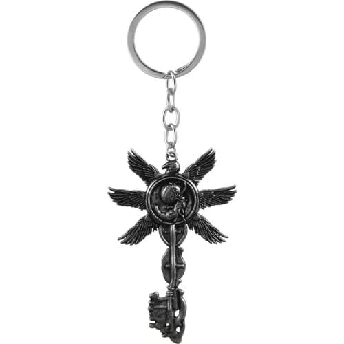 Game Lovers Accessories Biohazard Village Crow Wings & Baby & Key Logo Retro Alloy Metal Keychain Keyring Key Chain