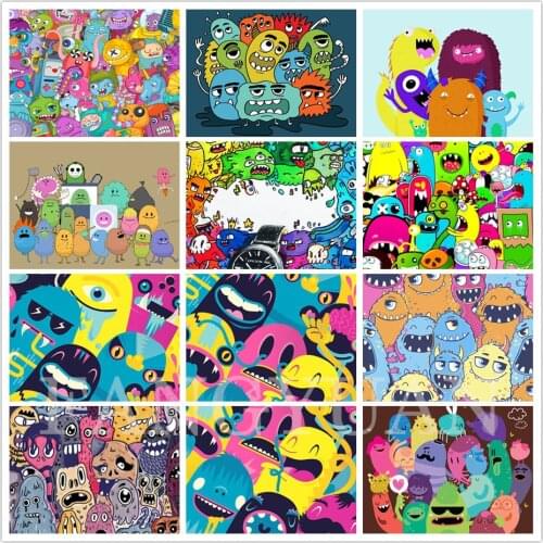 Diy 5D Diamond Painting Cartoon Character Poster Full Square/round Diamond Cross Stitch Mosaic Wall Artwork for Kid Room Decor