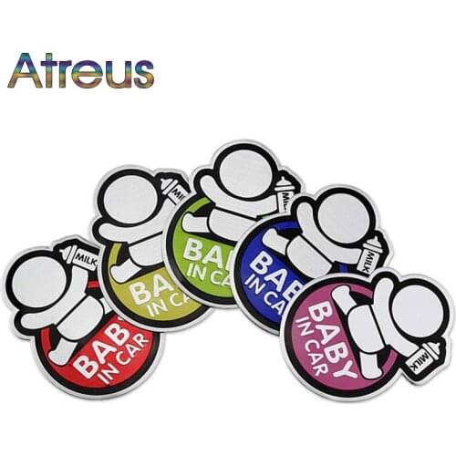 Atreus 1Pcs Baby In Car Styling Car metal decorative stickers for Volkswagen BMW E46 E39 Mini Cooper Audi A4 B6 B8 A5 Ford