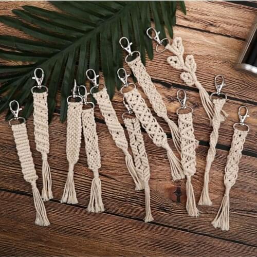 Tassel Keychains for Women Boho key Holder Keyring Macrame Bag Charm Car Hanging Jewelry Gift for Friends