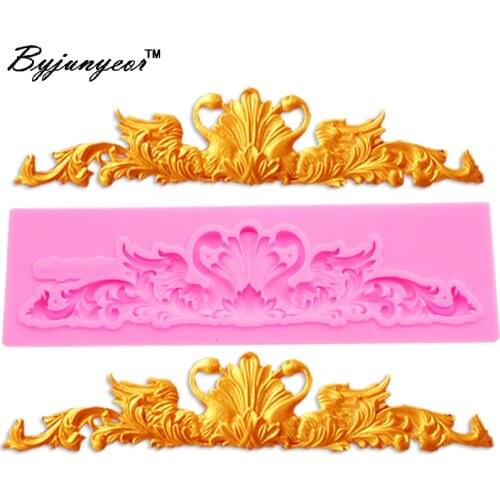 Byjunyeor M665 Swan Border UV Resin Silicone Mold Fondant Chocolate Candy Lollipop Crystal Epoxy Soft Clay Bake Tool